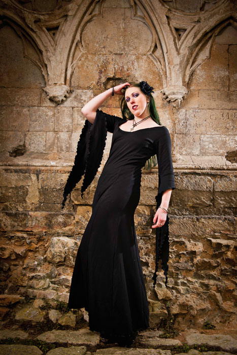 Female model photo shoot of Raeven Irata by C W Photo in Kirkham Abbey, Yorkshire, makeup by Natalie Greenwell, clothing designed by Twisted Pixie Clothing