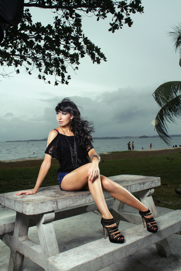 Female model photo shoot of Eva F by Mark Gregory Pascasio in Changi Beach, Singapore, makeup by Lynda Low