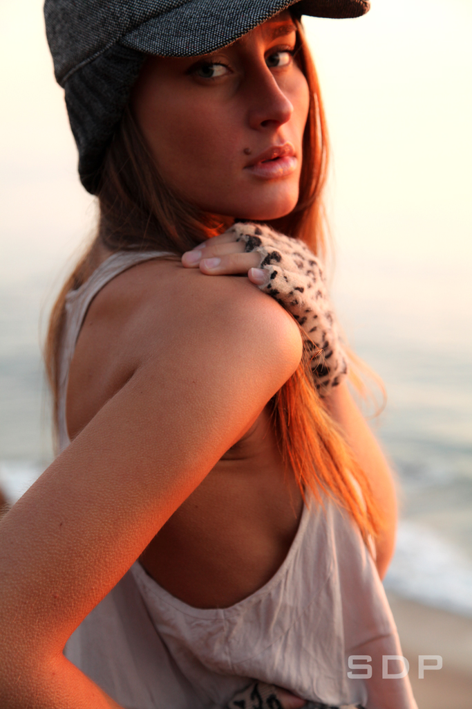 Female model photo shoot of SDP and HRM in Malibu, CA