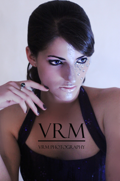 Female model photo shoot of VRM Photography in Home Studio, makeup by M-Eye Addiction