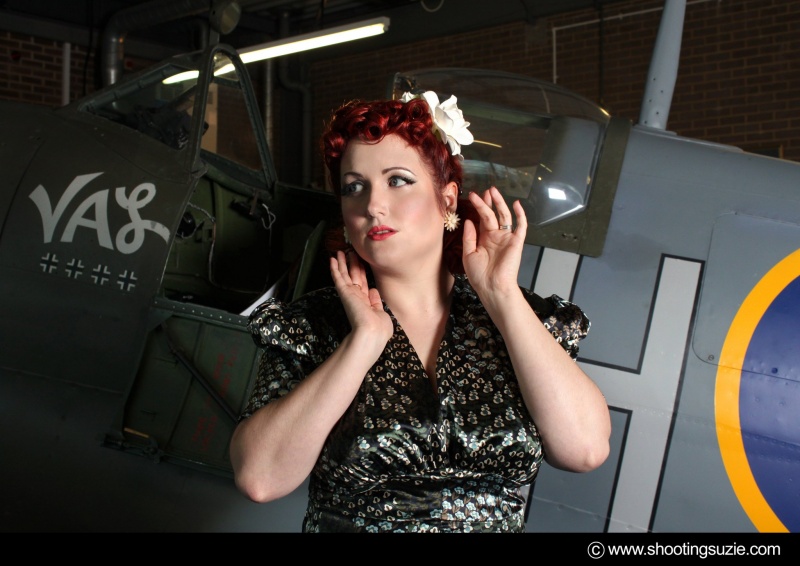 Female model photo shoot of Queenie_Valentine in Manston Spitfire Museum