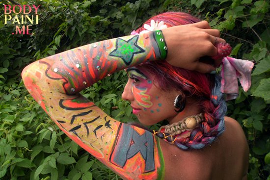 Female model photo shoot of Havnadubee in NY, body painted by Matt Deifer