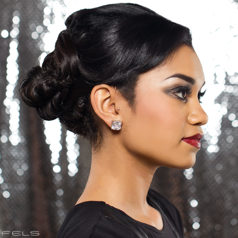 Female model photo shoot of Sky Hair Designs and DesiraeLexus by FELS, makeup by Filigree Artistry