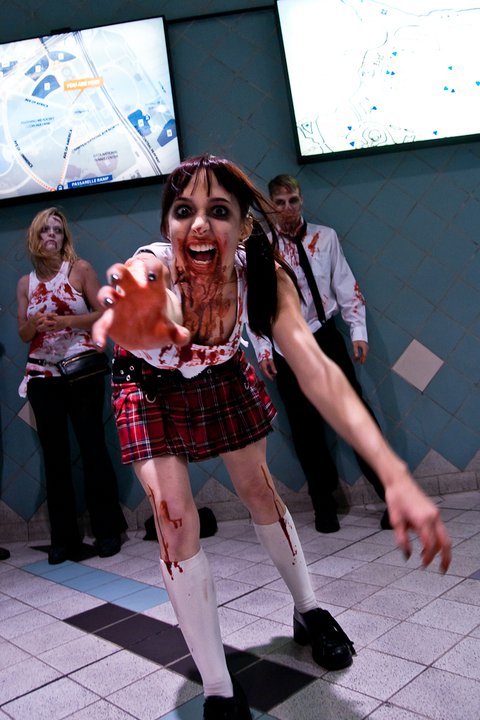 Female model photo shoot of Gogo Zombie in Hollywood Highland Subway