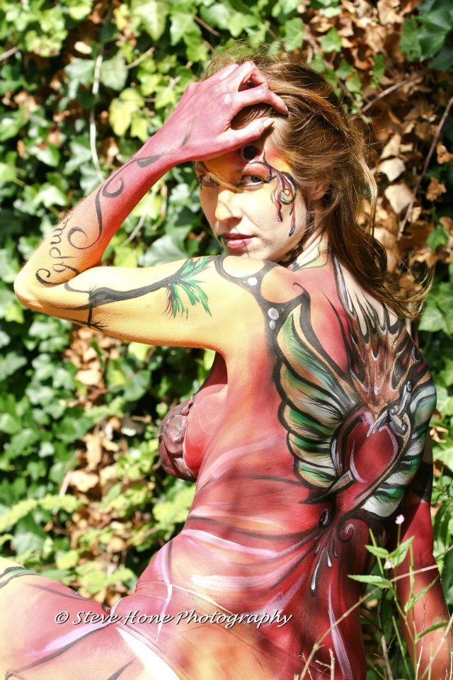 Female model photo shoot of Maria Olivia, body painted by Cats Creations