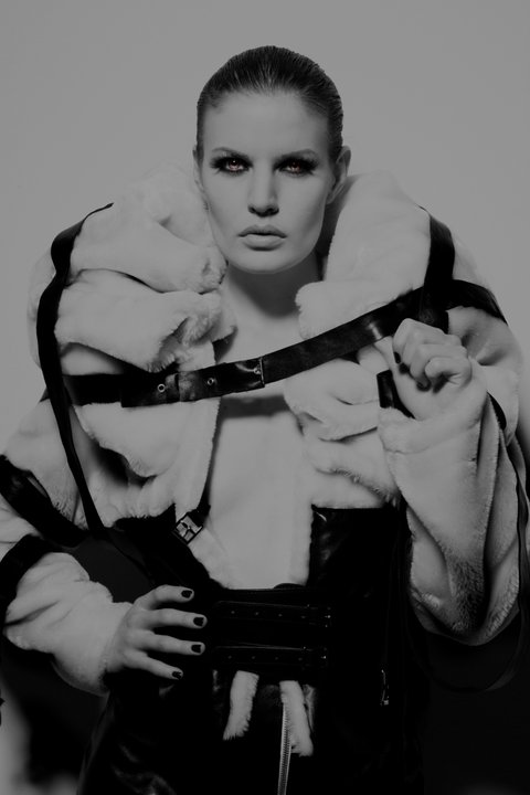 Female model photo shoot of Elle Frostegard by derek garubo in Stockholm, clothing designed by ElleFrostegard Clothing