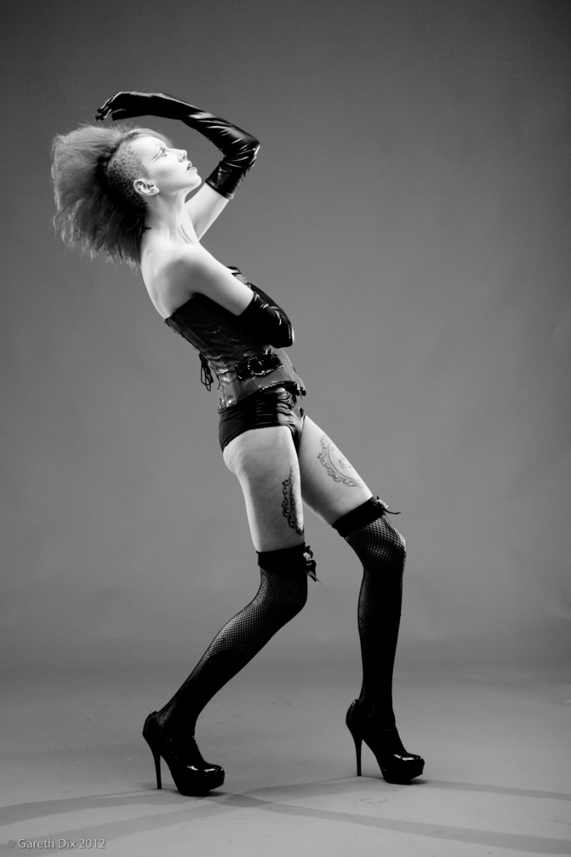 Female model photo shoot of Sally Alt by Gareth Dix in Dieselpunk Studios
