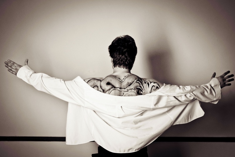 Male model photo shoot of Aj Shymkiw, body painted by Mardi Gras Face Art