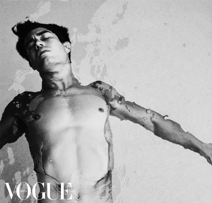 Male model photo shoot of Aaron Asher  in can be viewed on Vogue Italia website under Photographer Adrian Gonzales