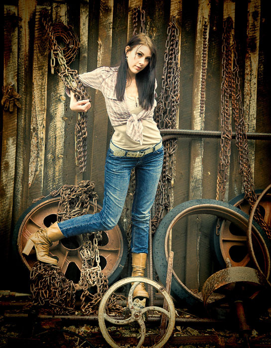 Female model photo shoot of Tara Eslinger in Gold King Mine Ghost Town- Jerome, AZ