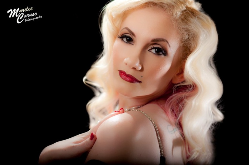 Female model photo shoot of Scarlett Blonde by Marilee Caruso , makeup by Randee Ratchet