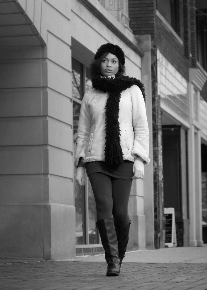 Female model photo shoot of Shaunie T  by David  L Schneider in Downtown Lansing