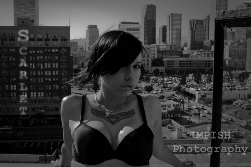 Male and Female model photo shoot of Impish Photography and ScarletStarr in Downtown LA