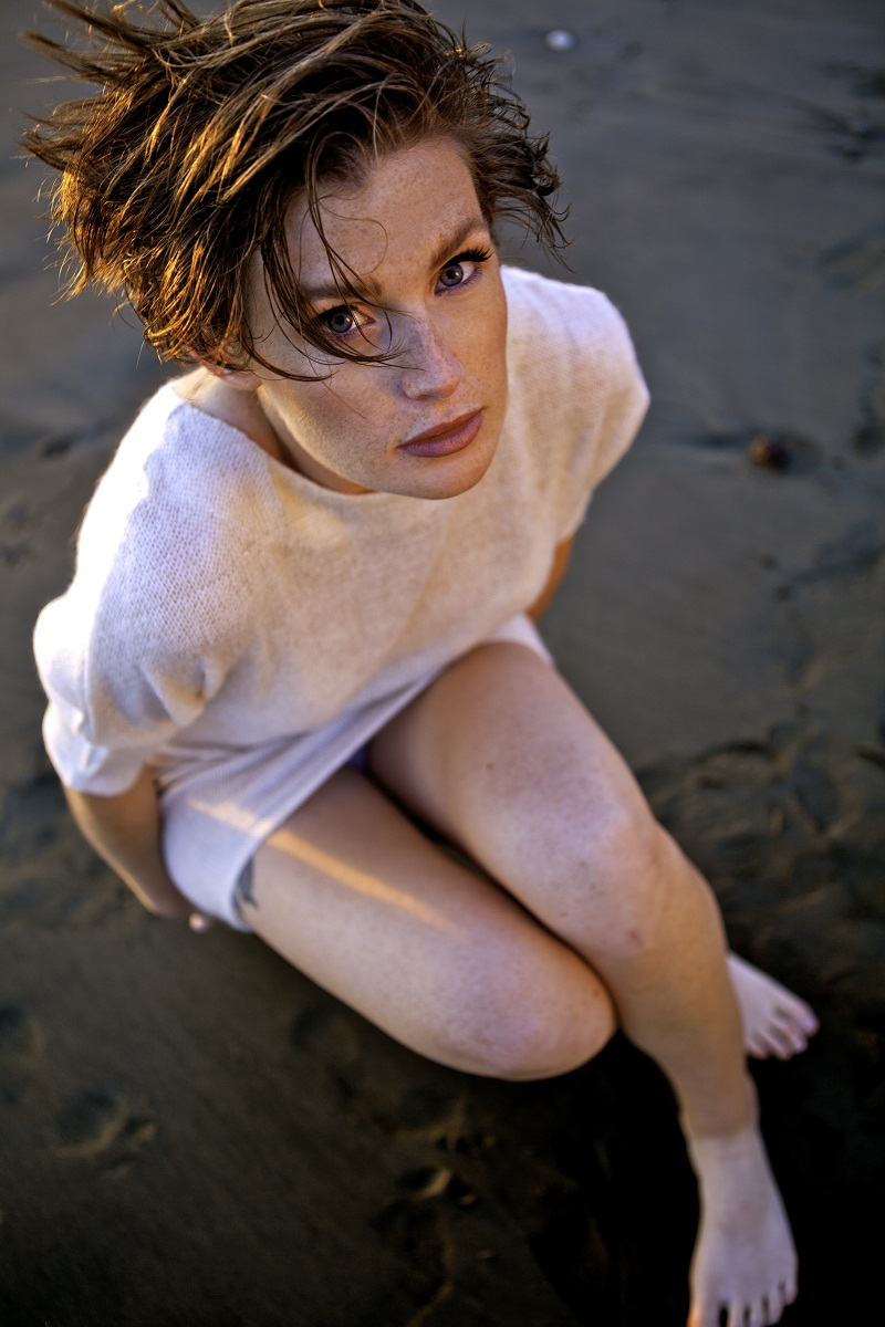 Female model photo shoot of Perry Rose by Danielle Rueda in Ocean Beach, makeup by Lisa Teller - MUA