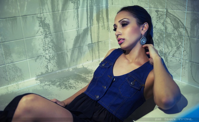 Female model photo shoot of AngiMar by High Fashion Editorial, makeup by FACES by Ivanna