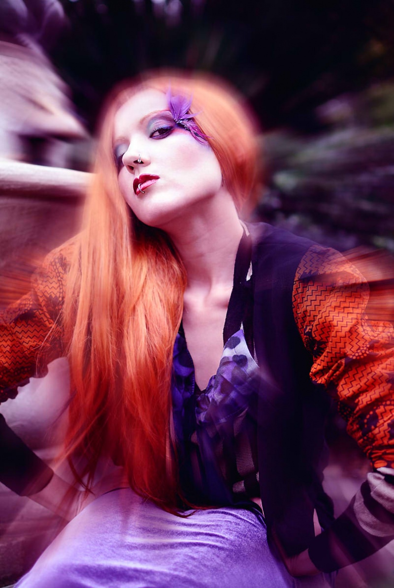 Female model photo shoot of Xanadu Nox by RebeccaJaneAndrews, clothing designed by blufruit