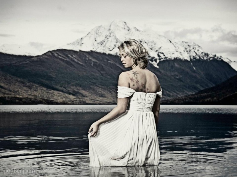 Male model photo shoot of Benjamin Lambert in that lake was SO cold. eklutna ak
