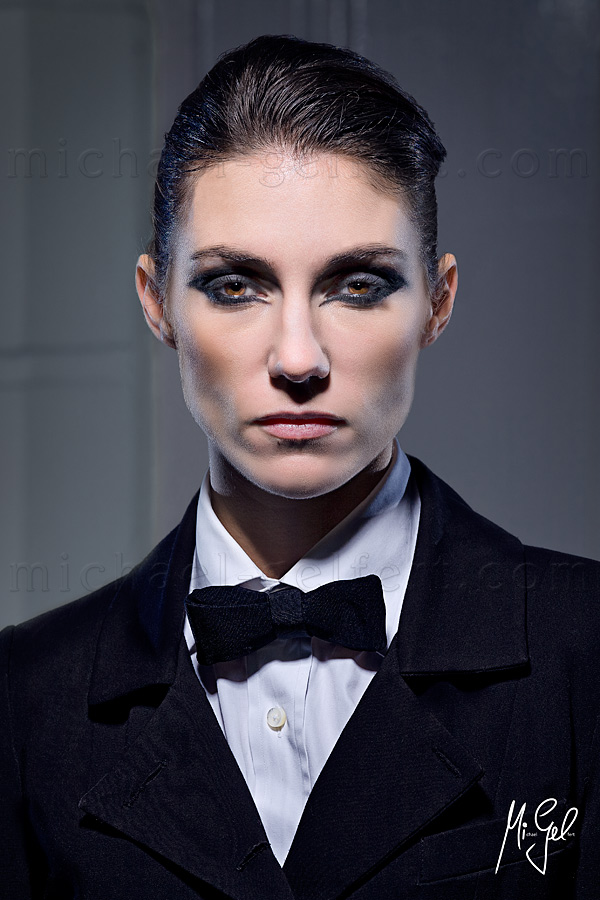 Male model photo shoot of MiGel in London, makeup by Aya Ogasawara