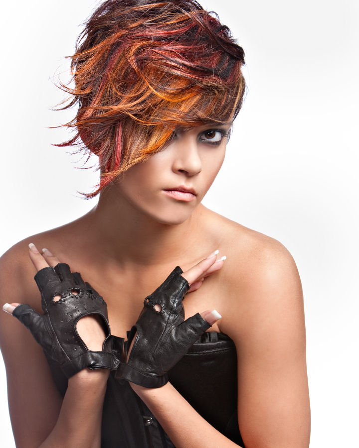 Female model photo shoot of brazart haircutters