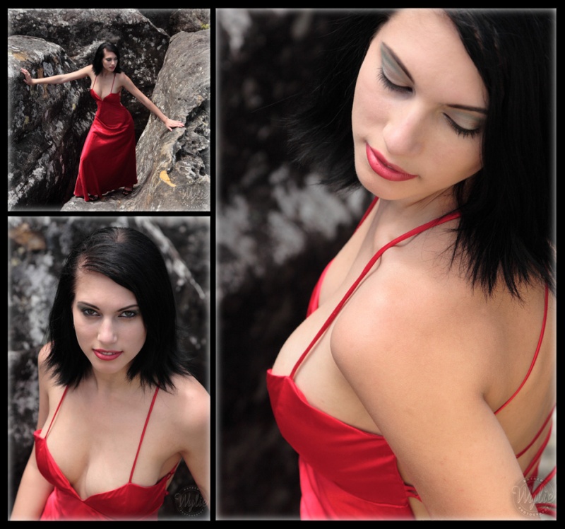 Male and Female model photo shoot of the Red Dress Project and Miss Teigan by mathew wylie in Ettalong, makeup by Nikya Blackburn