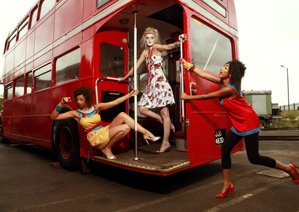 Female model photo shoot of Irena Lane, Lazara Storm and Lauren Sweeney-Fenton in London, Walthamstow Transport Museum