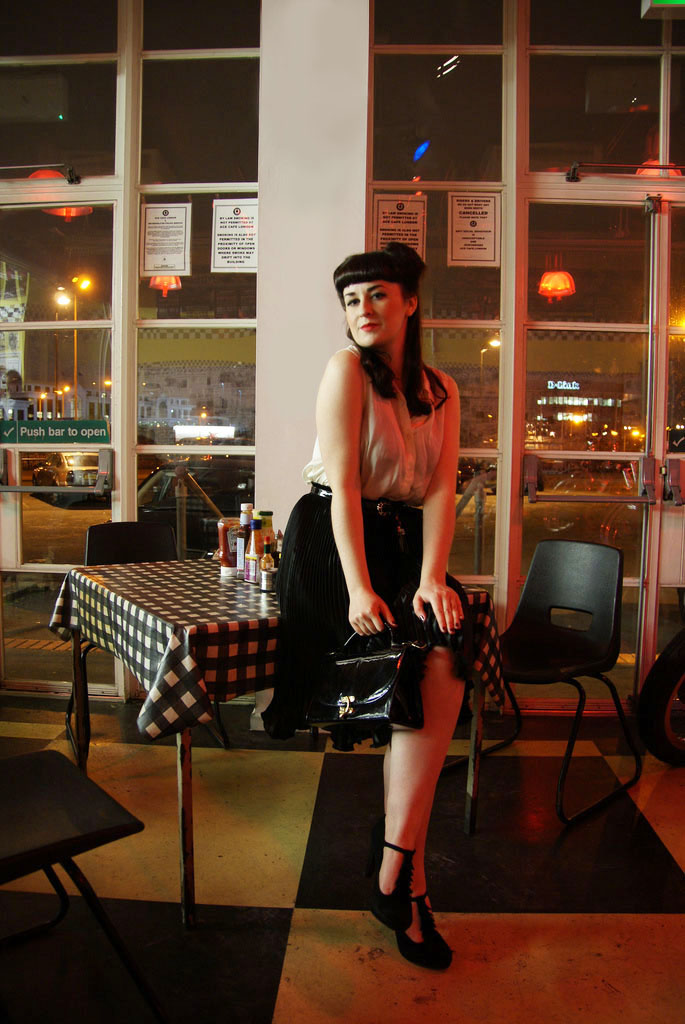 Female model photo shoot of Miss Ava Winters in Ace Cafe, London
