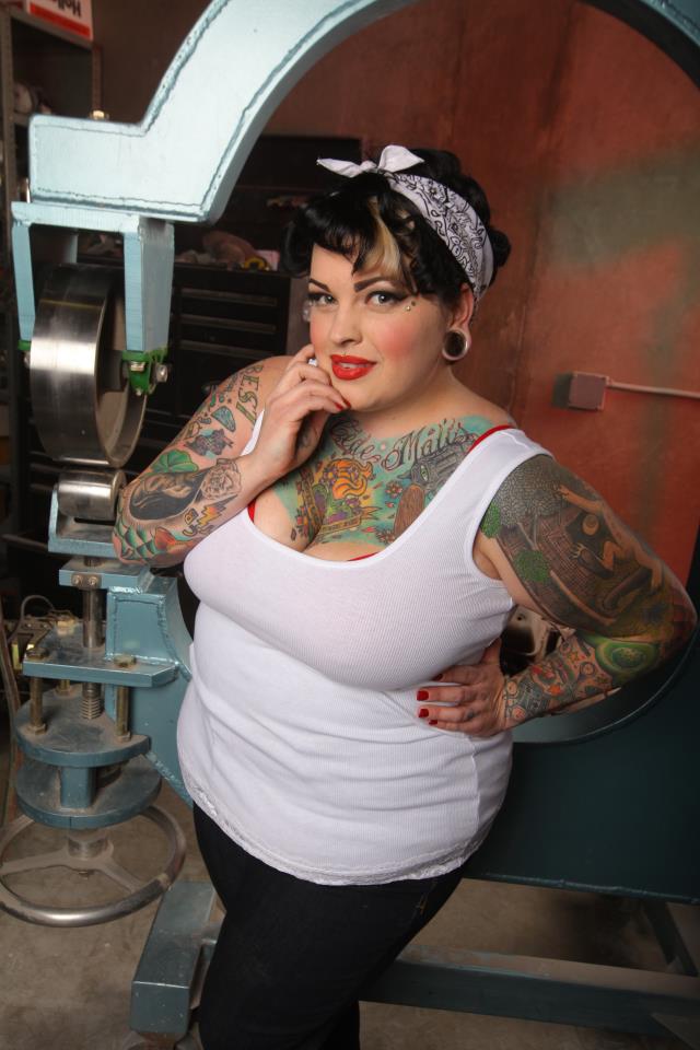 Female model photo shoot of Danika Destruction in Skoty's Chop Shop Redwood City, Ca
