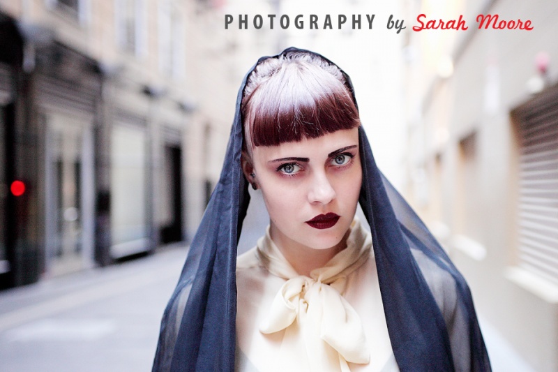 Female model photo shoot of Sarah Joy Moore in Angel Place, Sydney, clothing designed by Jeromy Lim