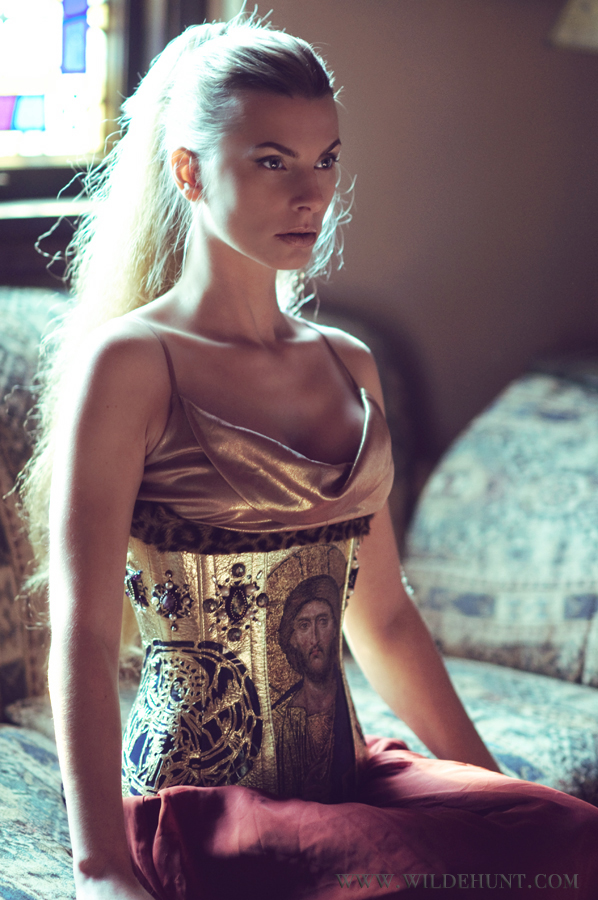 Female model photo shoot of Wilde Hunt Corsetry by Claudia Susana, makeup by epixa