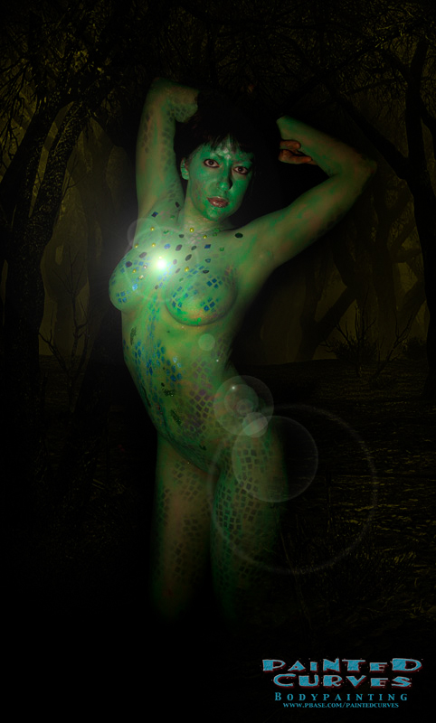 Female model photo shoot of Marie-Malice in Montréal, body painted by Painted Curves