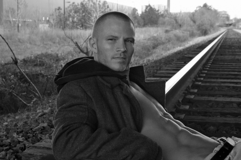 Male model photo shoot of scoutinatl and Ren Wilson in Train Tracks