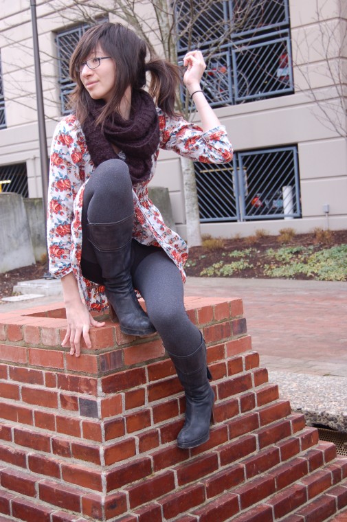 Female model photo shoot of Emma D Moore by Villani Photography in Portland state campus