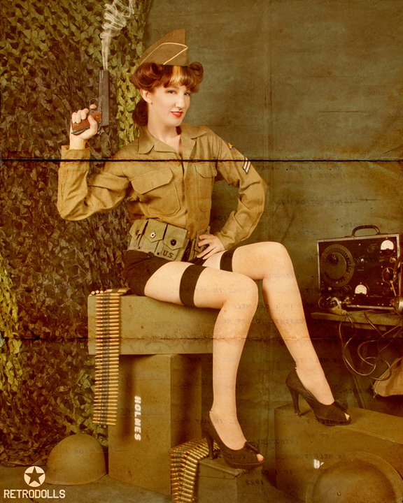 Female model photo shoot of TheJessicaRose by Retrodolls Pinup Photo in @Studio VLV 2011