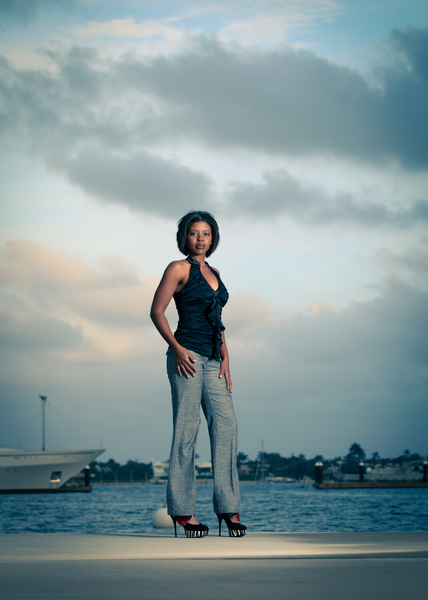 Female model photo shoot of LACRISA in Rybovich Superyacht Marina, Palm Beach, FL