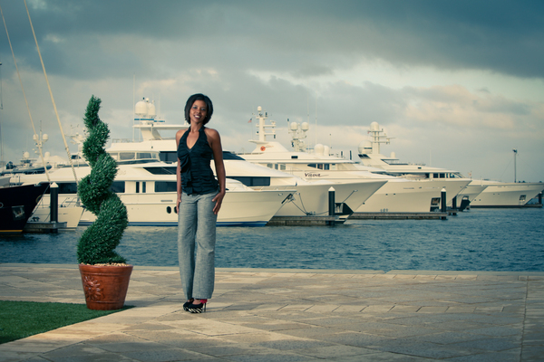Female model photo shoot of LACRISA in Rybovich Superyacht Marina