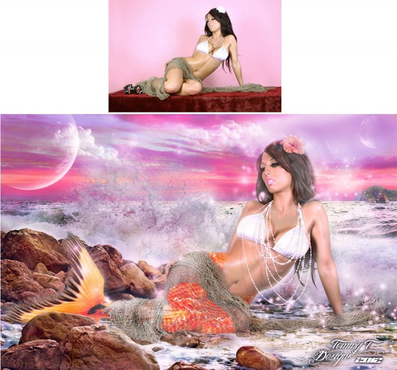 Male and Female model photo shoot of Mermaid and Fantasy Art and Duchess Jennifer