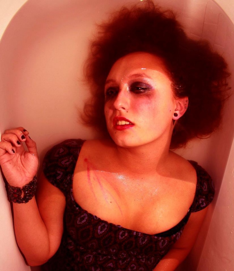 Female model photo shoot of Eden Eccentric in bathtub, brent's apartment
