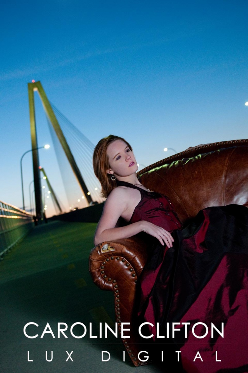 Female model photo shoot of Caroline Clifton in Charleston, SC (Arthur Ravenel Jr. Bridge)