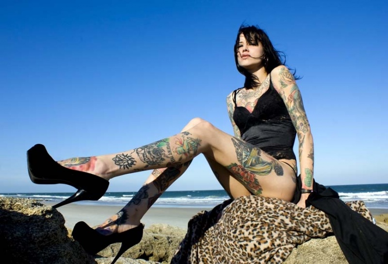 Female model photo shoot of StefanielovePhotography and TattooLiz