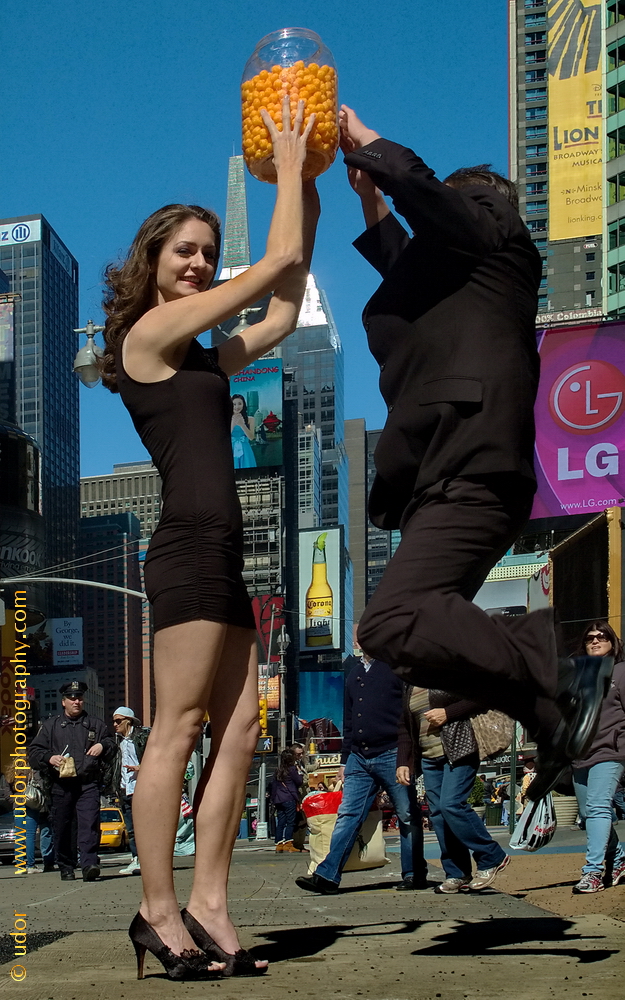 Male and Female model photo shoot of udor, john duyka and Patricia Wick by udor in Time Square, New York, NY