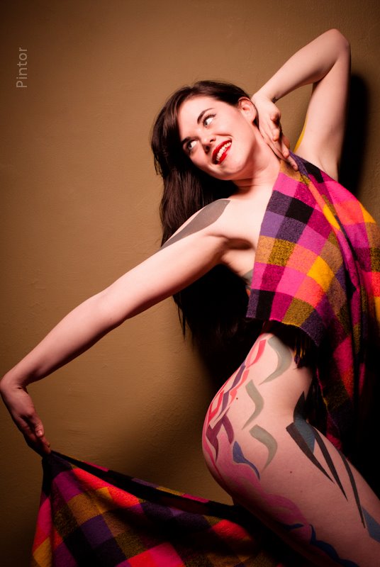 Female model photo shoot of Miss Lavelle in NYC, body painted by Pintor