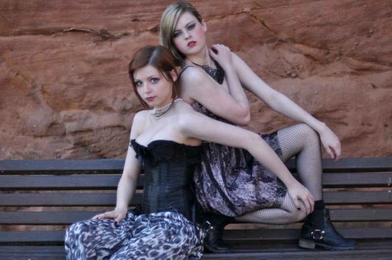 Female model photo shoot of Amy Sumner and Hannah Rose Wilson by KingaK, makeup by michellemua