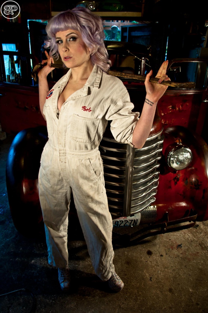 Female model photo shoot of Dixie West in Arlington, WA for Rat City Rodz Car Club