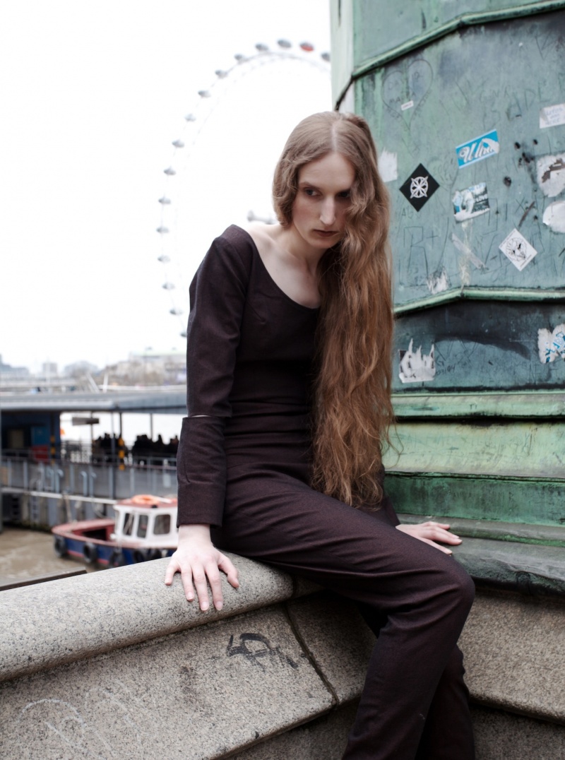 Female model photo shoot of Veronica Strange by ElinaLukas in Westminster Pier, clothing designed by Sarmite O