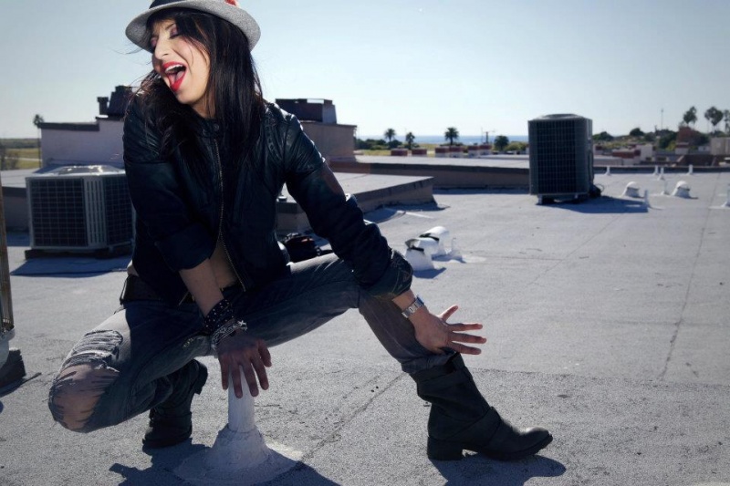 Female model photo shoot of Patricia Zacarias in up in the roof top