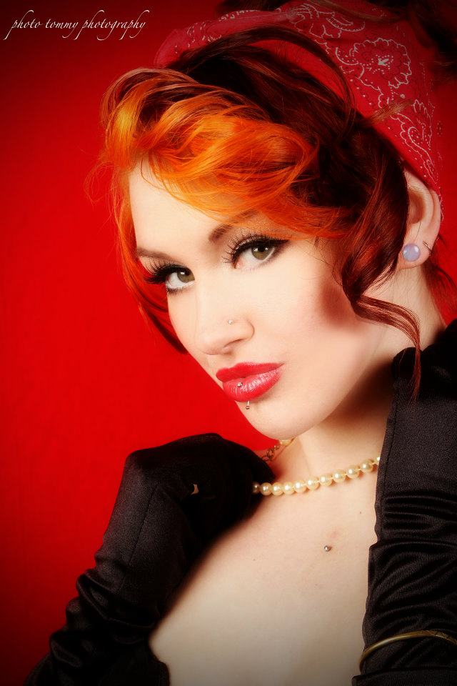 Female model photo shoot of miss red clover