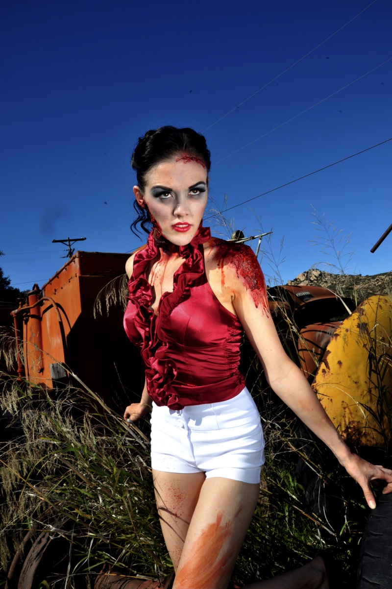 Female model photo shoot of Tabitha Barron by DMM Studios in Barona Junkyard, digital art by MotorGirl
