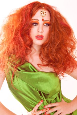 Female model photo shoot of Rhiannon Holmes in Chris Huzzard Studios, hair styled by Julia Cockman