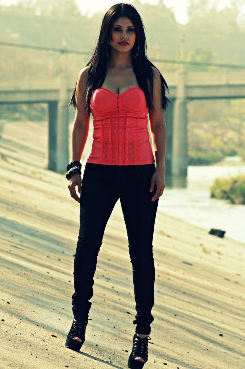 Female model photo shoot of Nayely C in L.A RIVER