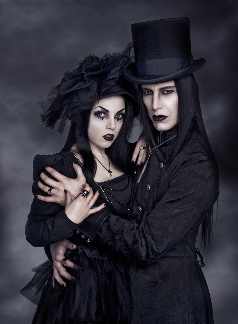 Male and Female model photo shoot of Atelier Gothique, Erica L Furness and James Mace by Laura Dark Photography, makeup by Makeup Vamp, art by Atelier Gothique